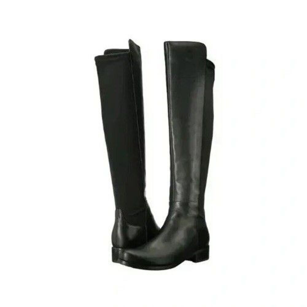 Blondo Velma Women Sz 6 / 36.5 Black Leather Textile Waterproof Over Knee Boots